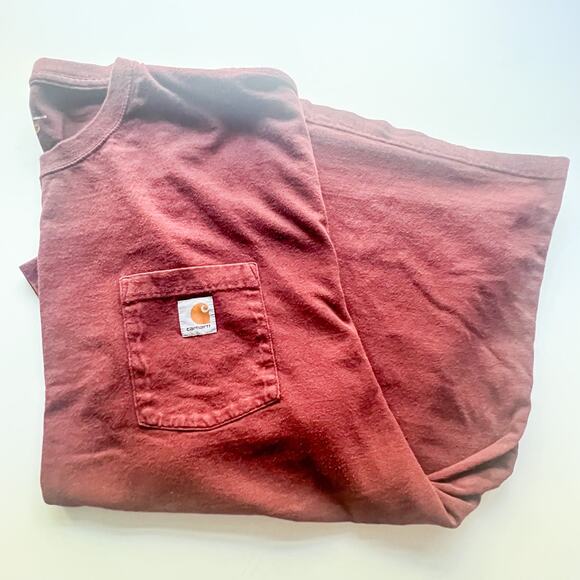 Carhartt T-Shirt M 4XL Short Sleeve Crewneck Original Fit Pocket Dark Maroon - Picture 1 of 9